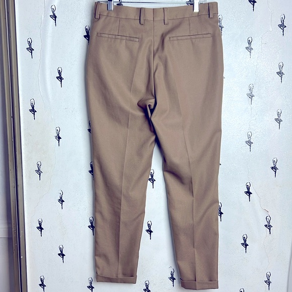 Zara Green high Waist Pants Slacks Soft Sz. 30 EUR 38 khaki tan warm color ankle - Picture 7 of 16